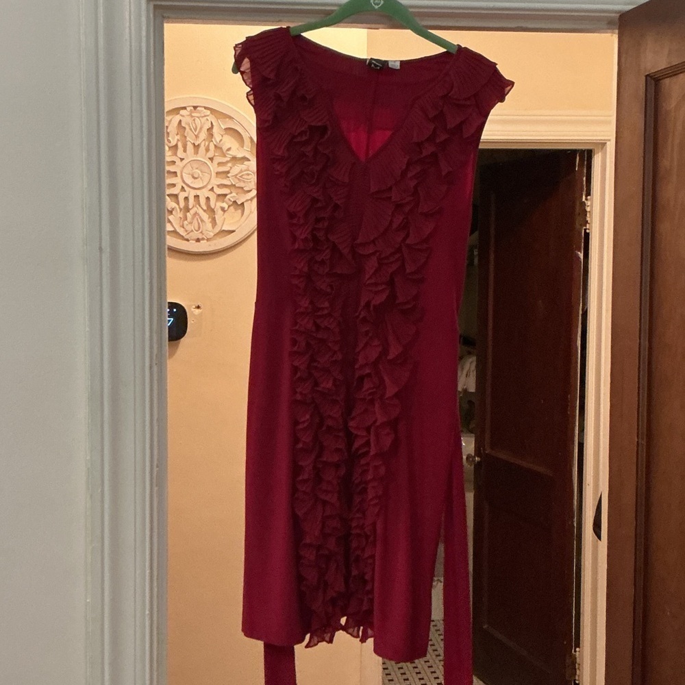 Chic Ruffled Burgundy Dress